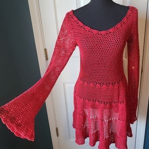 Free People Medium red crocheted dress